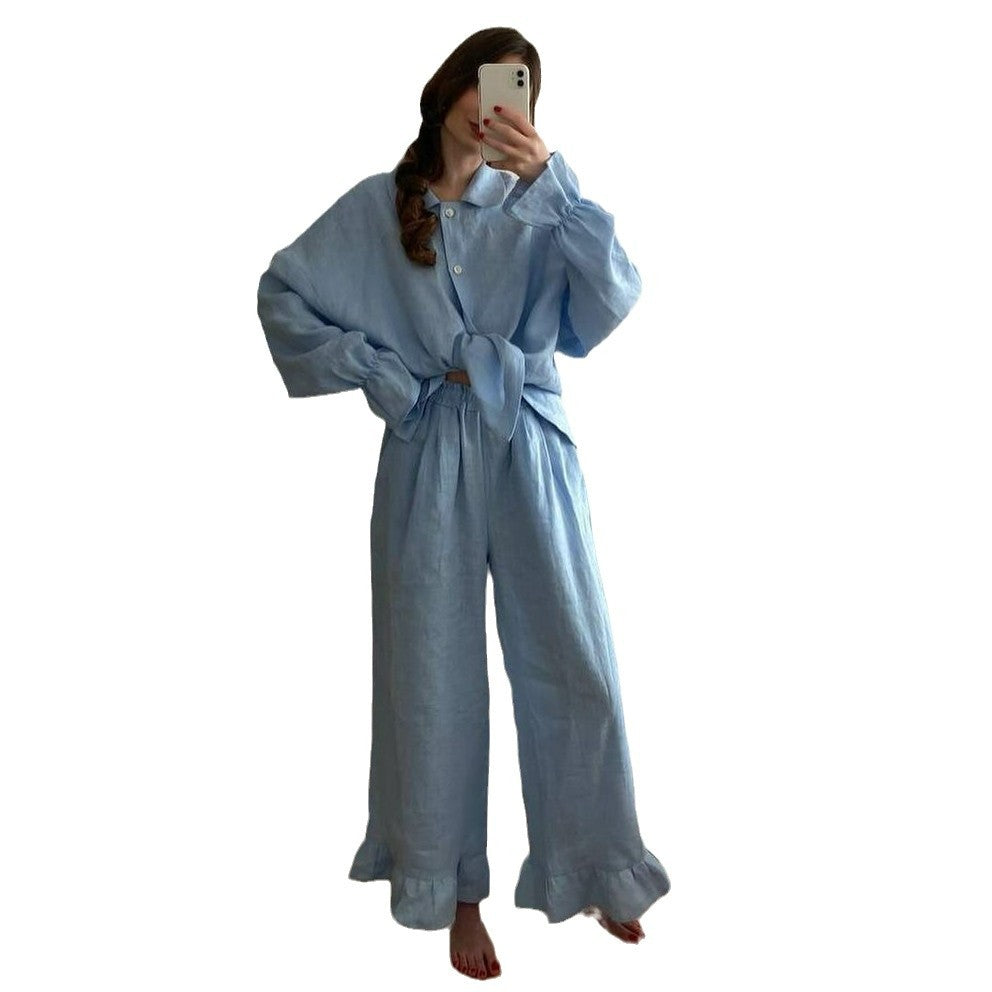 Damen lässiges Pyjama-Set aus atmungsaktiver Baumwolle Stalluxe
