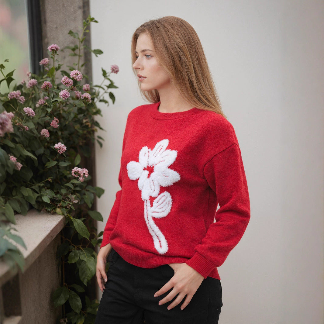 Damen Pullover mit floralem 3D-Motiv Stalluxe