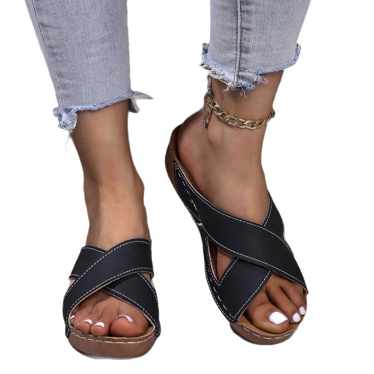 Damen Komfortable Riemensandalen mit anatomischer Fußbettgestaltung Stalluxe