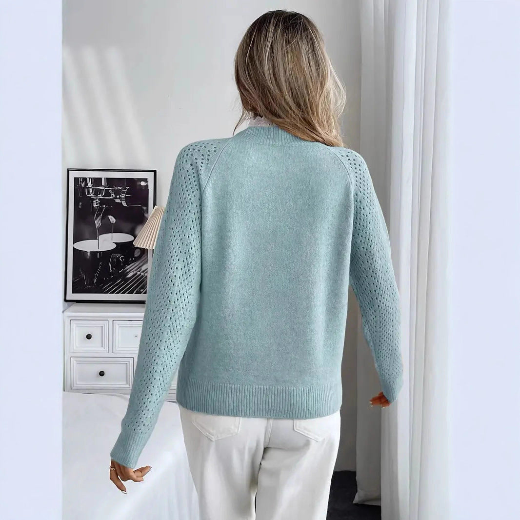 Damen Feinstrickpullover mit gehäkelten Einsätzen Stalluxe