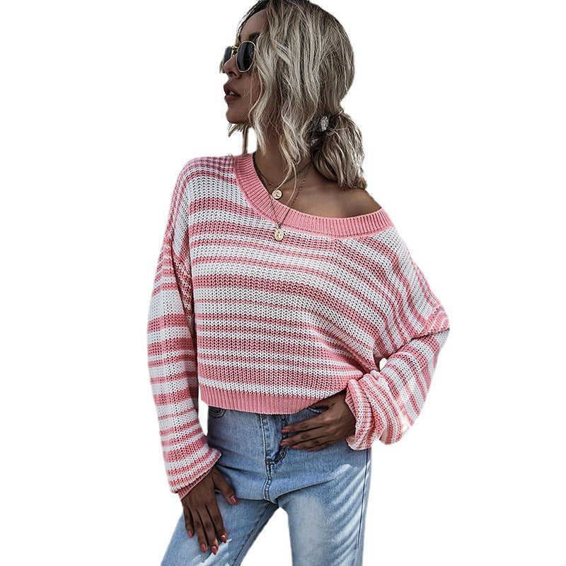 Damen lockerer Strickpullover mit XL-Schnitt und asymmetrischem Ausschnitt Stalluxe