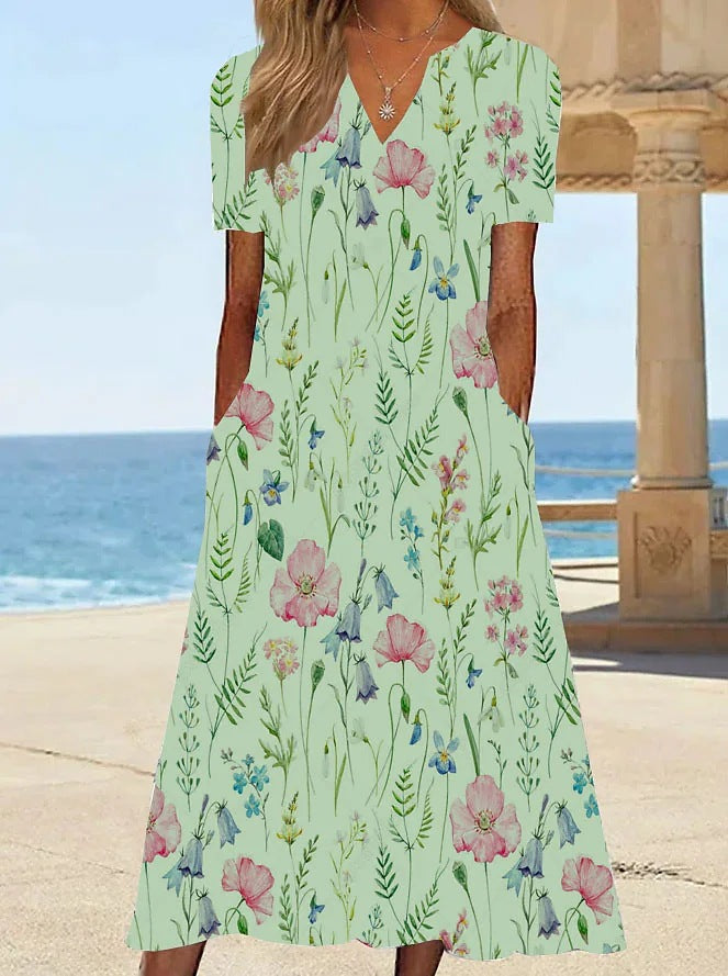 Damen Blumengemusterte Sommerkleid mit Taschen Stalluxe