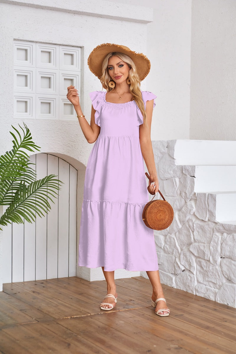 Damen Maxikleid mit Rüschendetails Stalluxe