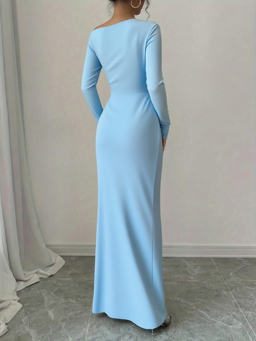 Damen elegantes Langarmkleid mit floralem Motiv Stalluxe