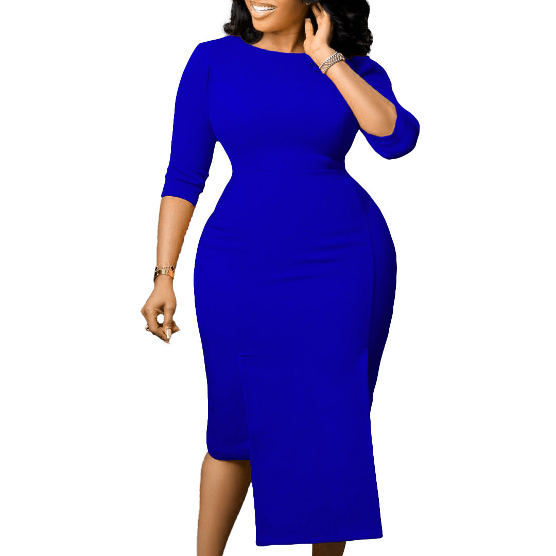 Damen Elegantes Figurformendes Kleid mit asymmetrischem Saum Stalluxe