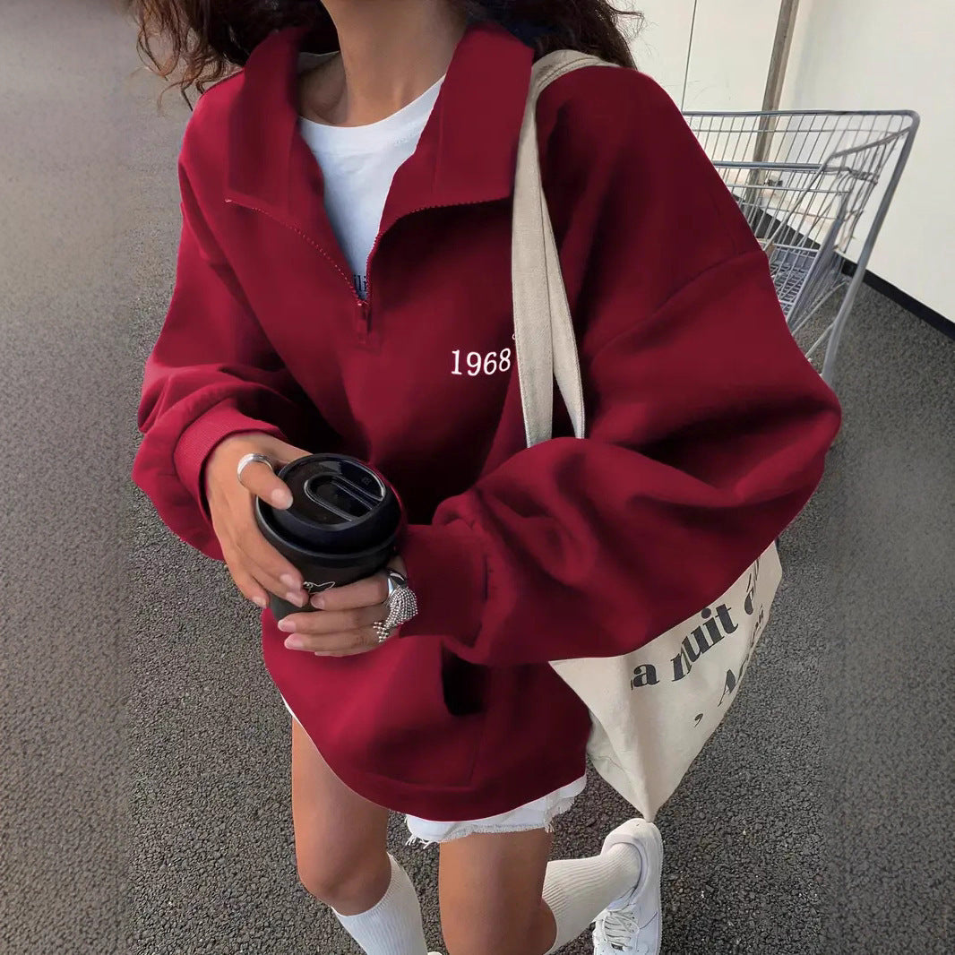 Damen Fleece-Hoodie mit hohem Kragen und halbem Reißverschluss Stalluxe