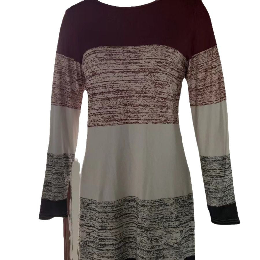 Damen Freizeitkleid mit grafischem Streifenmuster und lässigem Schnitt Stalluxe