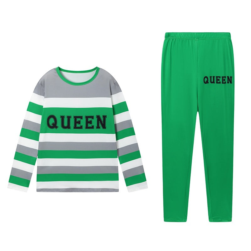 Damen Freizeit-Loungewear-Set mit gestreiftem Langarmshirt und bequemer Hose Stalluxe