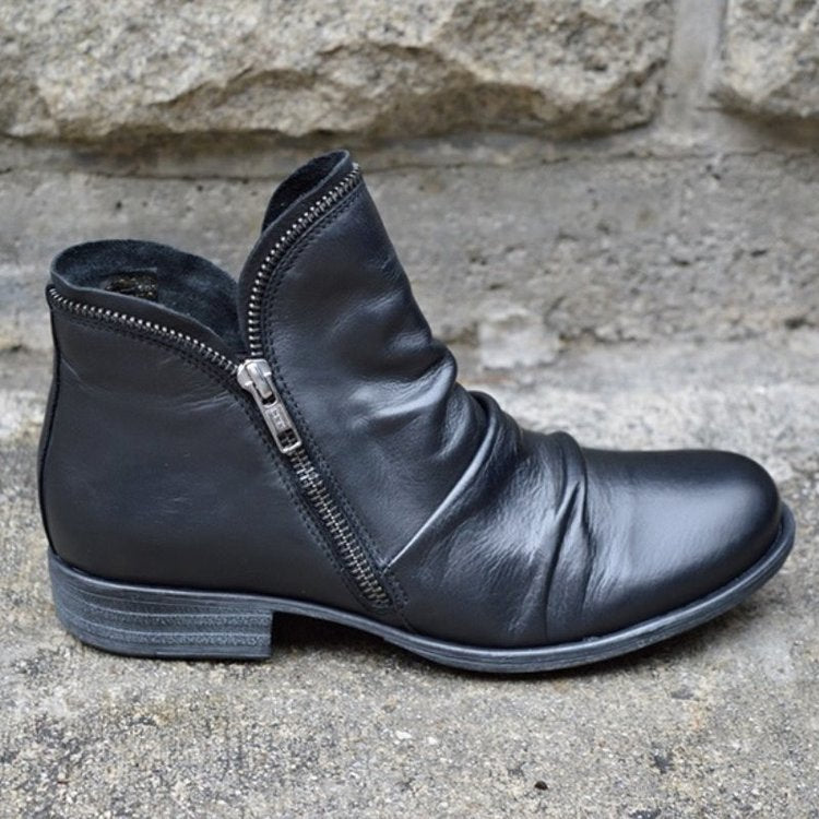 Damen modische Stiefeletten mit asymmetrischem Reißverschluss Stalluxe