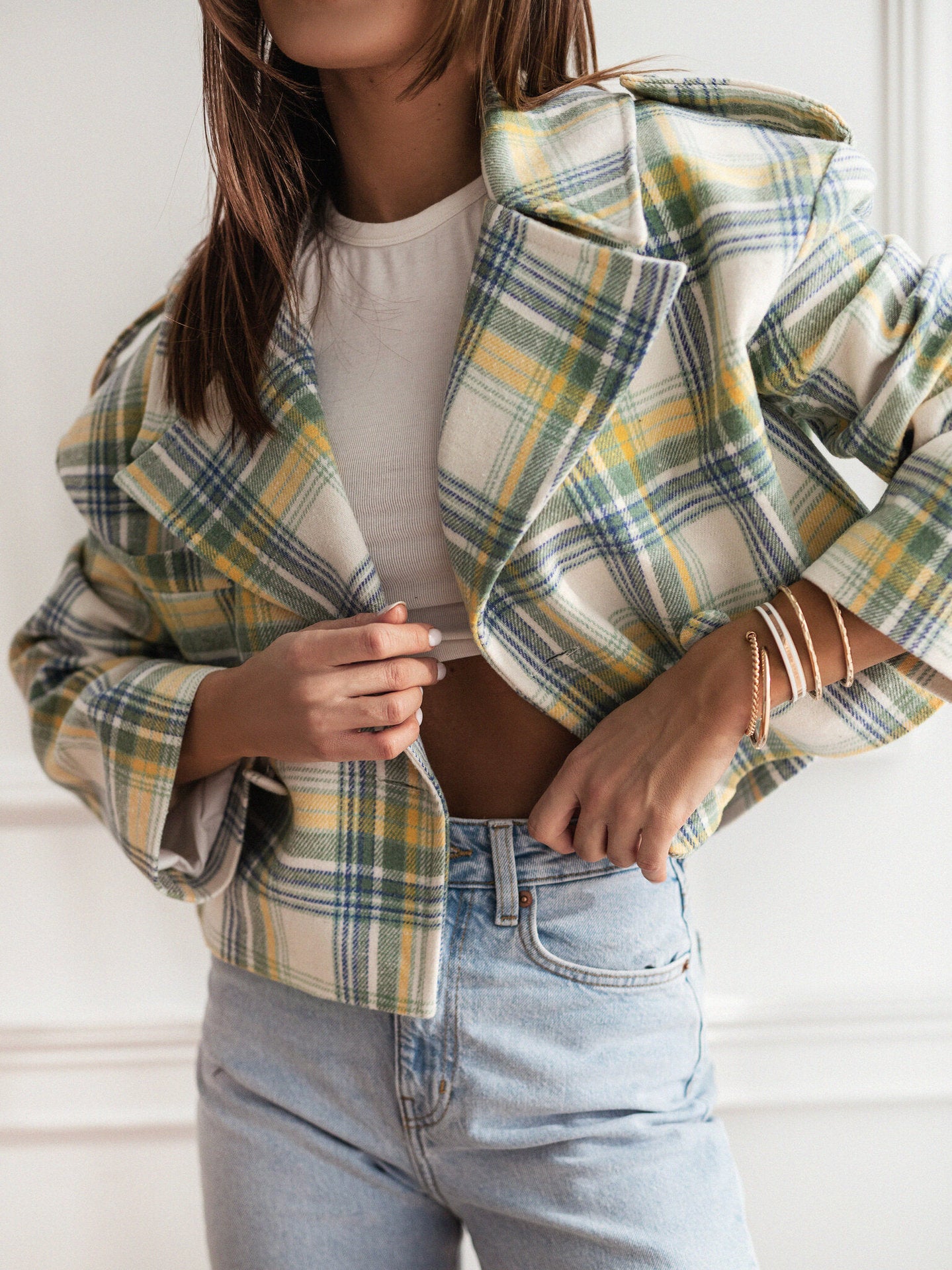 Damen Kurzjacke im trendigen Oversized-Stil mit doppelter Knopfleiste und weichem Material Stalluxe