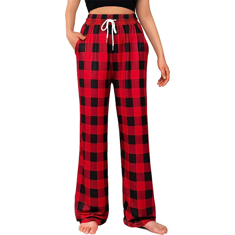 Women's Relaxed Fit Plaid Lounge Pants Stalluxe