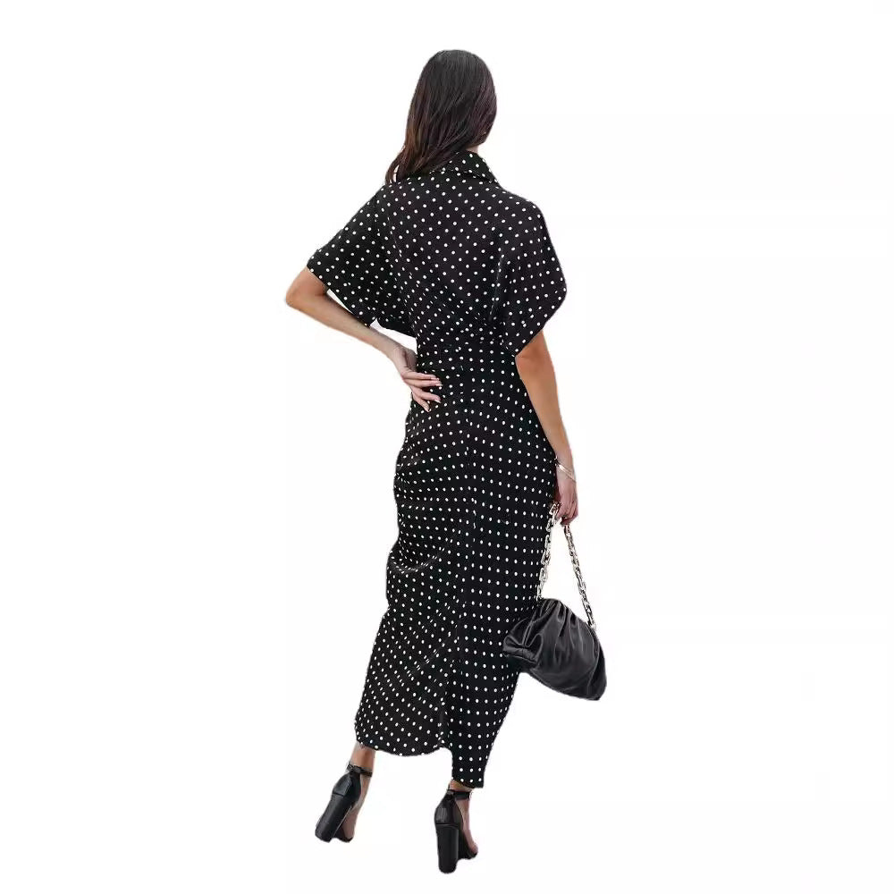 Damen Midi-Kleid mit elegantem Wickeldesign und stilvollem Punktmuster Stalluxe
