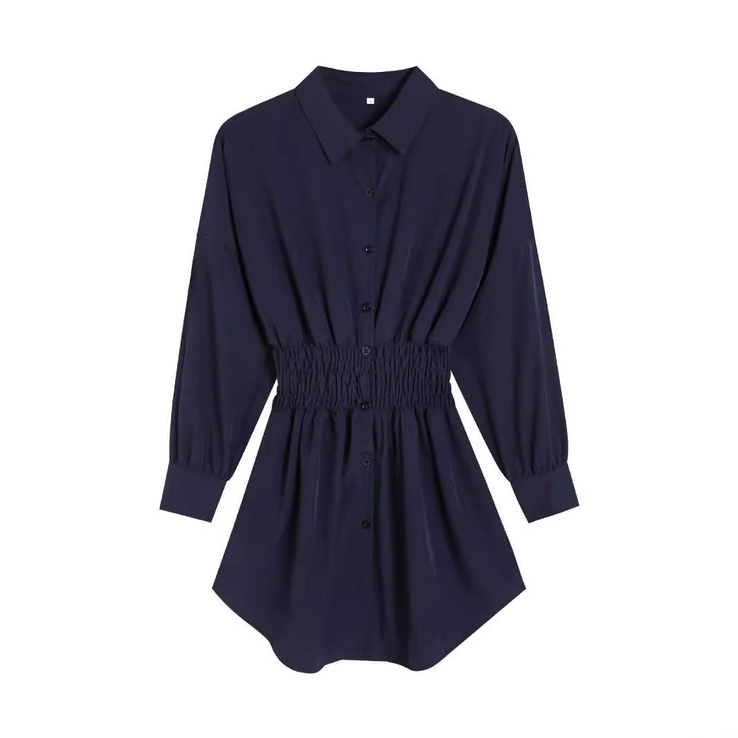 Damen Modisches Hemdblusenkleid mit tailliertem Schnitt und grafischem Muster Stalluxe