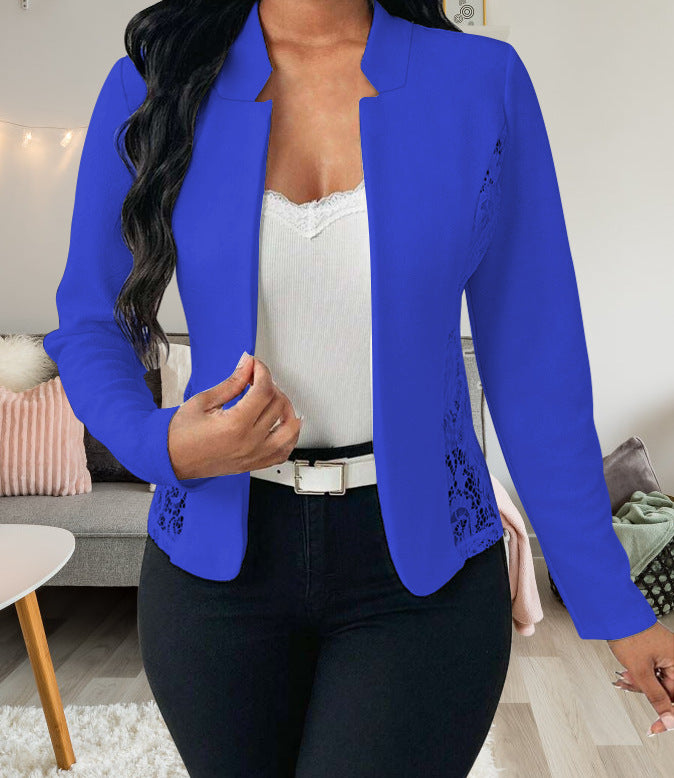 Damen Elegante Blazerjacke mit feinen Häkelverzierungen Stalluxe