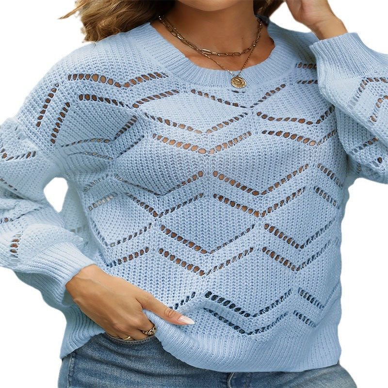 Damen Grobstrick Pullover mit modischem Lochmuster und lässigem Schnitt Stalluxe