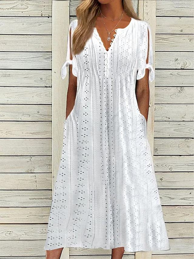 Damen lässiges Sommerkleid mit besonderer Lochmusterung Stalluxe