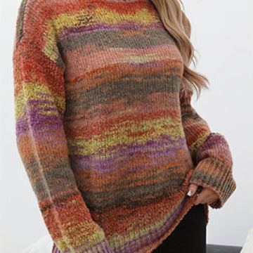 Damen gemütlicher Strickpullover mit strukturiertem Farbverlauf Stalluxe