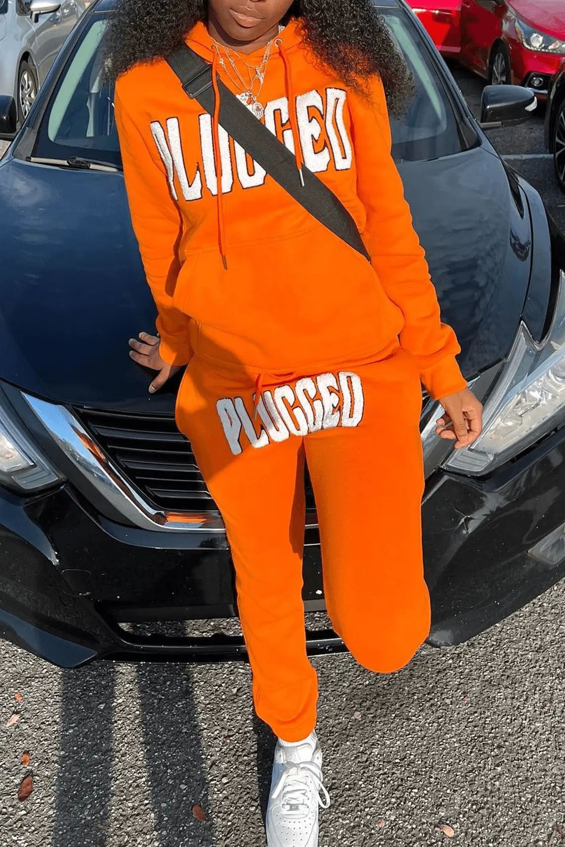 Damen kuscheliges Hoodie- und Jogginghose-Set mit auffälligem Schriftzug Stalluxe