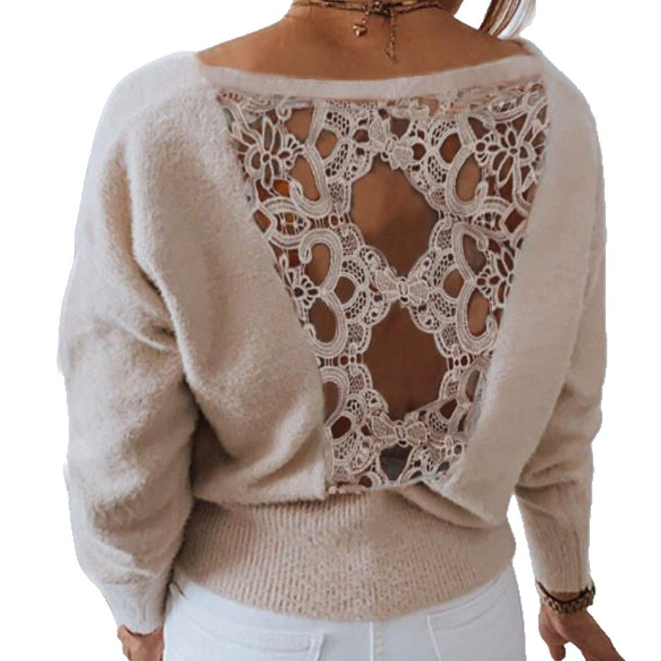 Damen Strickpullover mit exquisitem Häkel-Detail Stalluxe