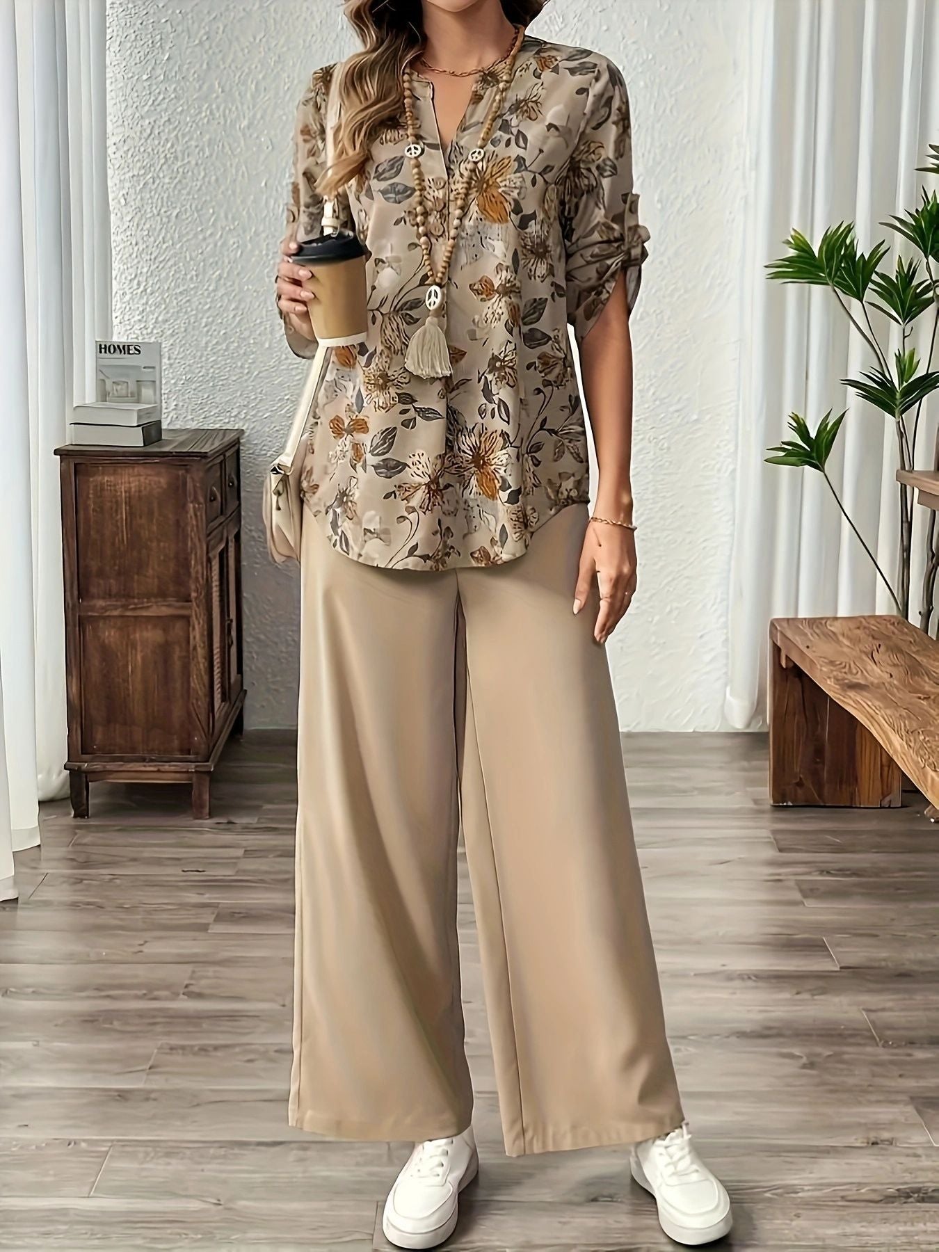Damen Hemdbluse mit floralem Muster Stalluxe