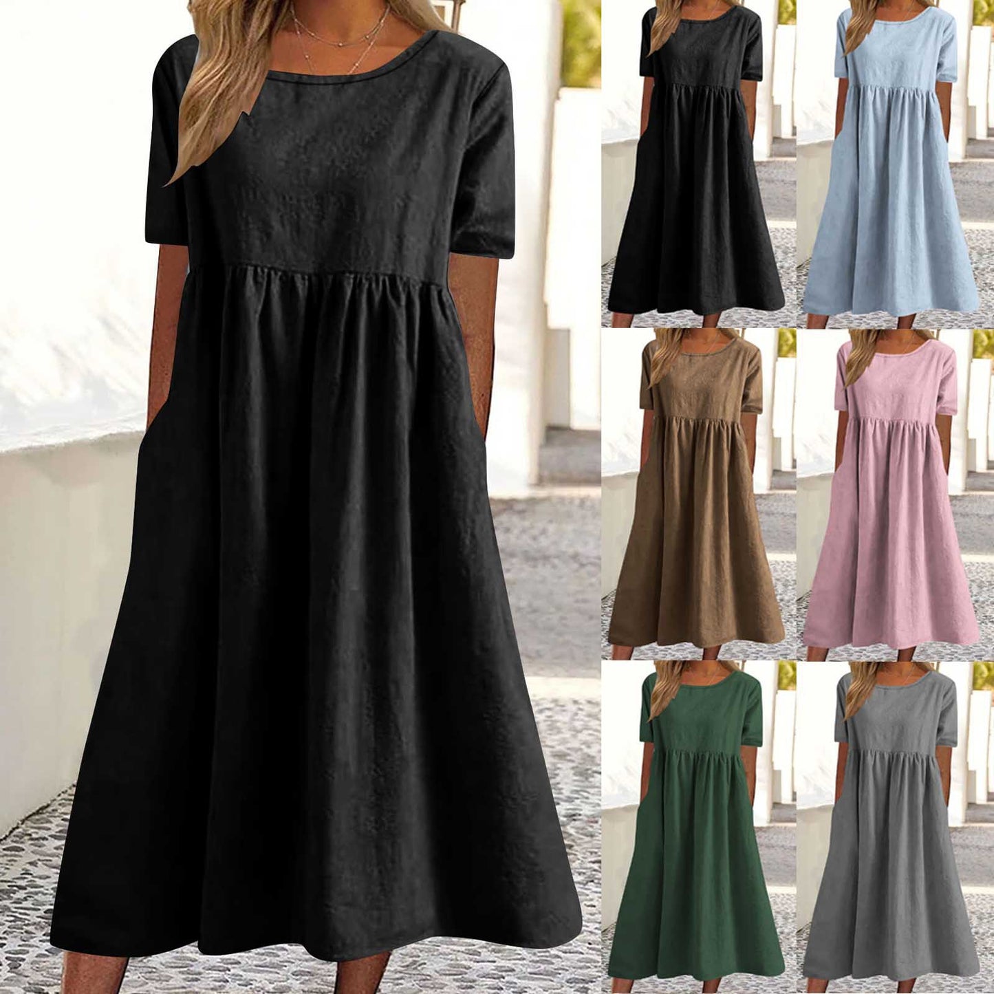Damen lässiges Maxikleid mit Taschen Stalluxe