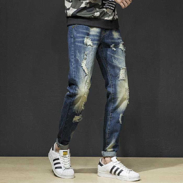 Herren lässige Jeans mit modischen Destroyed-Elementen Stalluxe