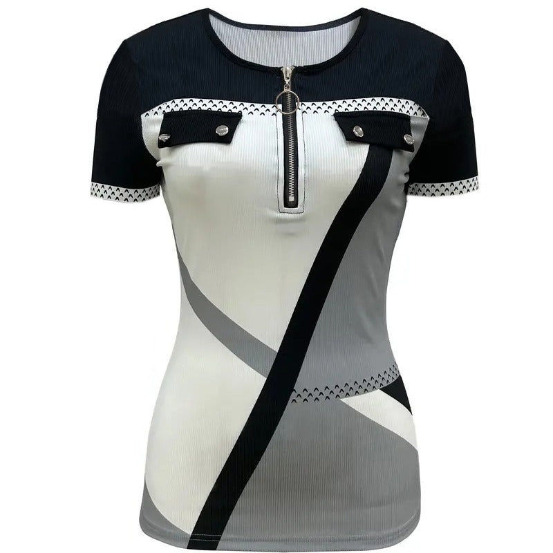 Damen Modisches Oberteil mit Reißverschluss und kontrastierenden Details Stalluxe