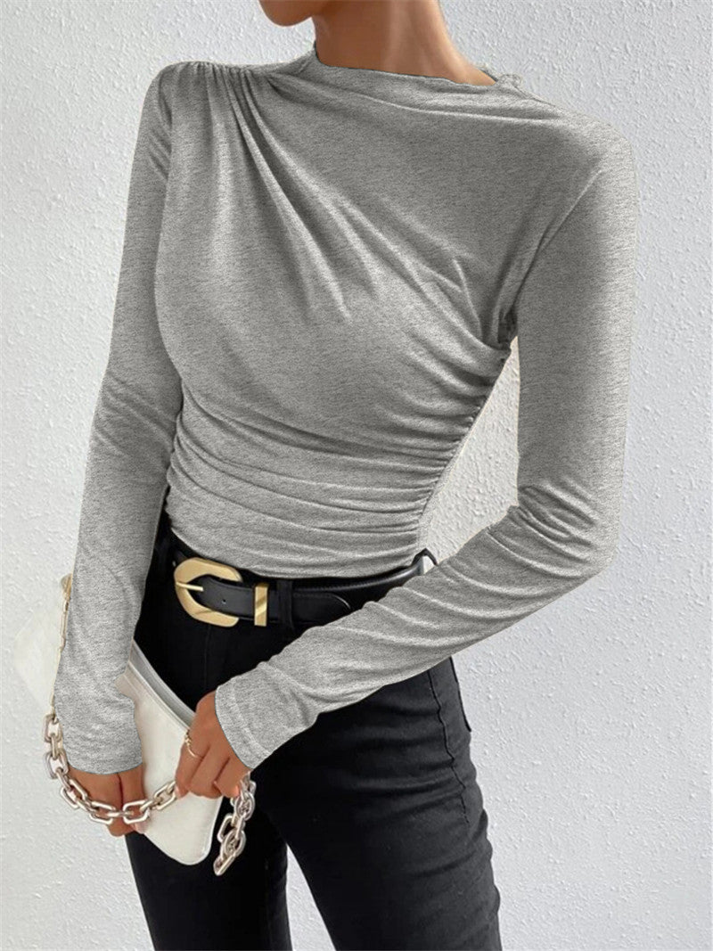 Damen Langarmshirt mit raffiniertem Drapé-Design Stalluxe