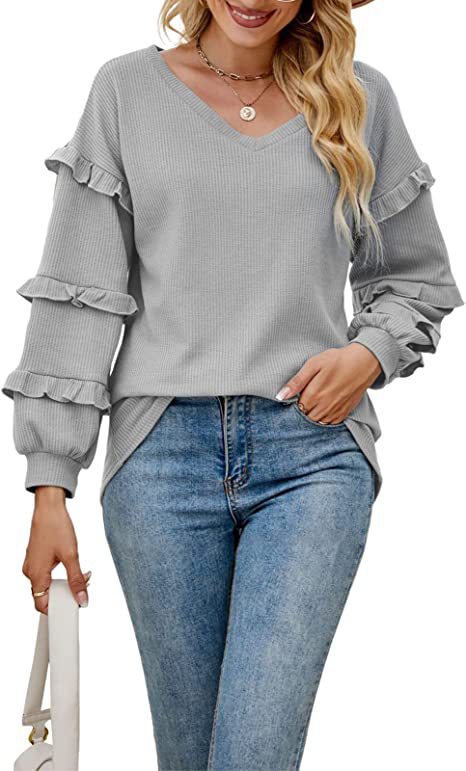 Damen Rüschensweater mit V-Ausschnitt Stalluxe