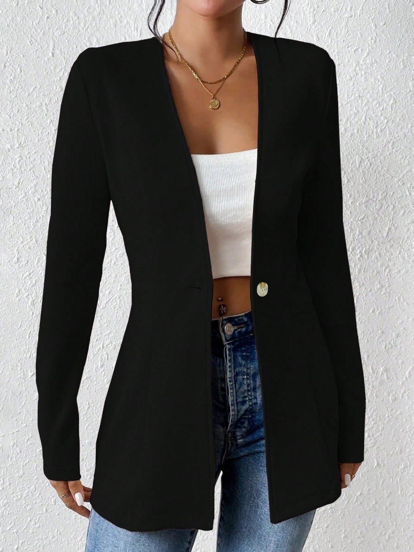 Damen elegante Blazerjacke mit asymmetrischem Schnitt Stalluxe