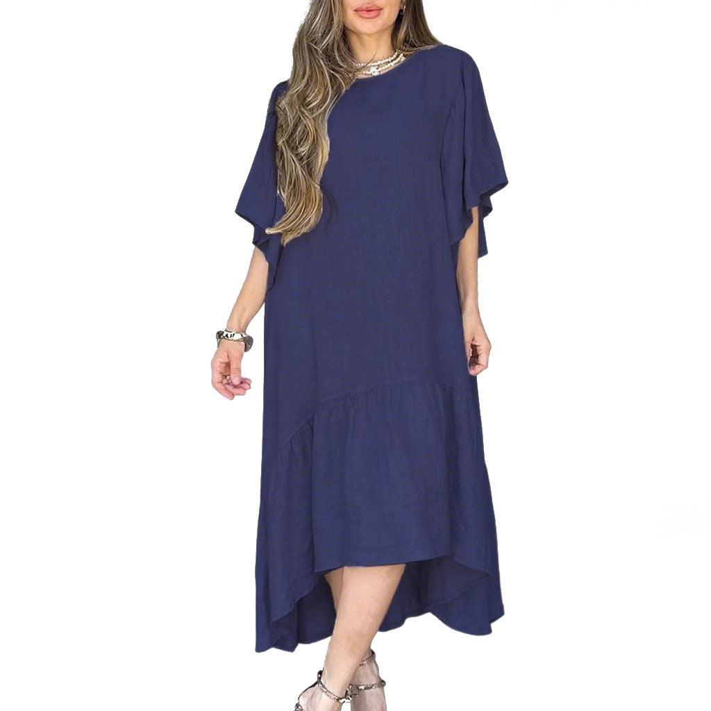 Damen luftiges Maxikleid mit asymmetrischem Saum und Volants Stalluxe