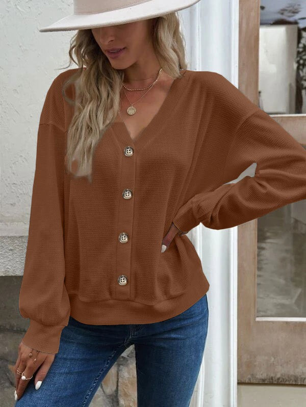 Damen lässige Strickjacke mit Knopfleiste Stalluxe