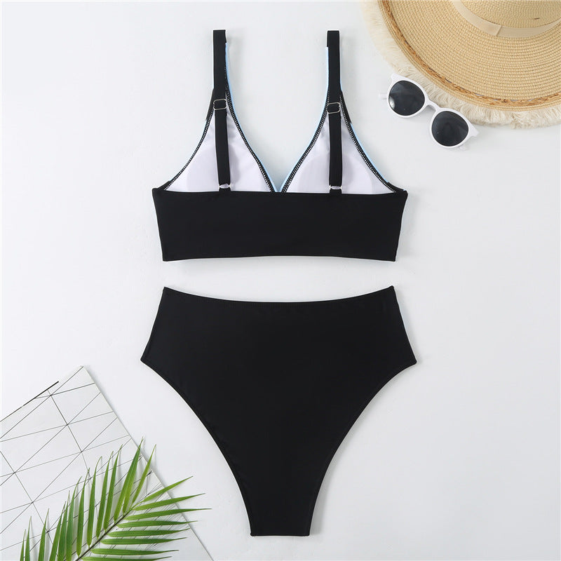 Damen Triangel-Bikini-Set mit modernem Wickelschnitt und elastischem Bund Stalluxe