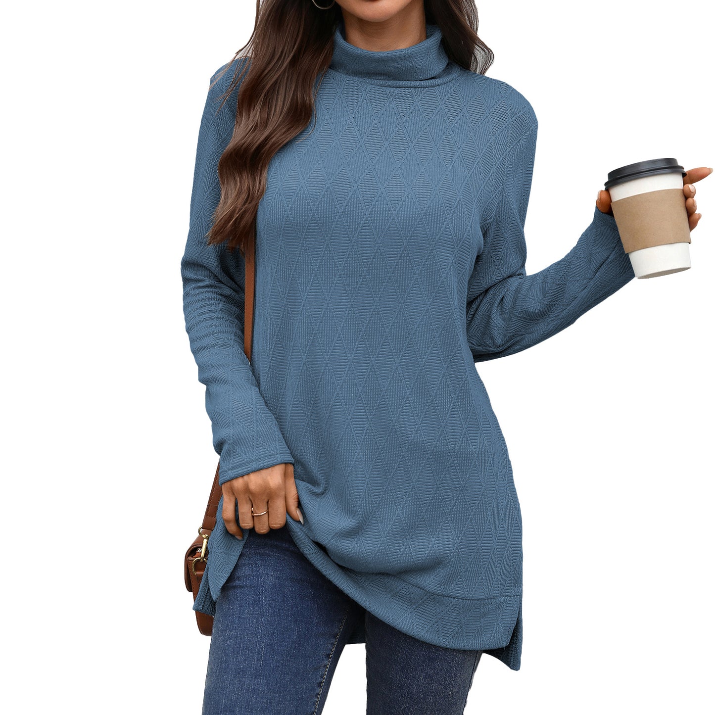 Damen Langarm Sweater mit Stehkragen Stalluxe