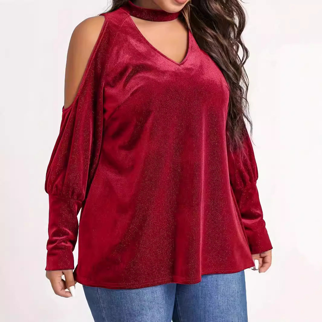 Damen Lässiges V-Ausschnitt Oberteil mit kühlschrankfreiem Kolletta-Design und eleganten Cut-Out-Ärmeln Stalluxe