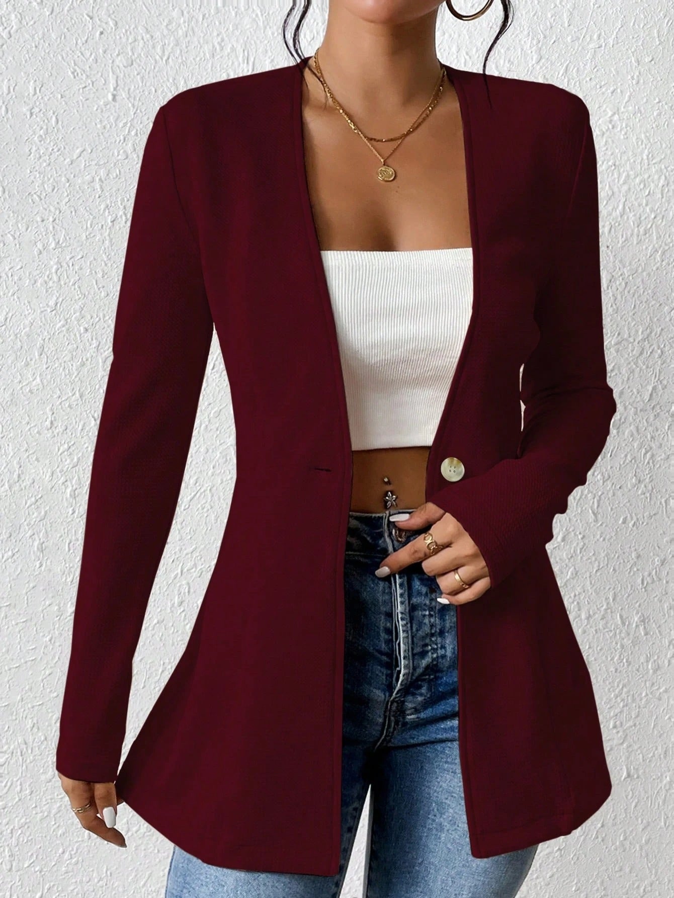 Damen elegante Blazerjacke mit asymmetrischem Schnitt Stalluxe