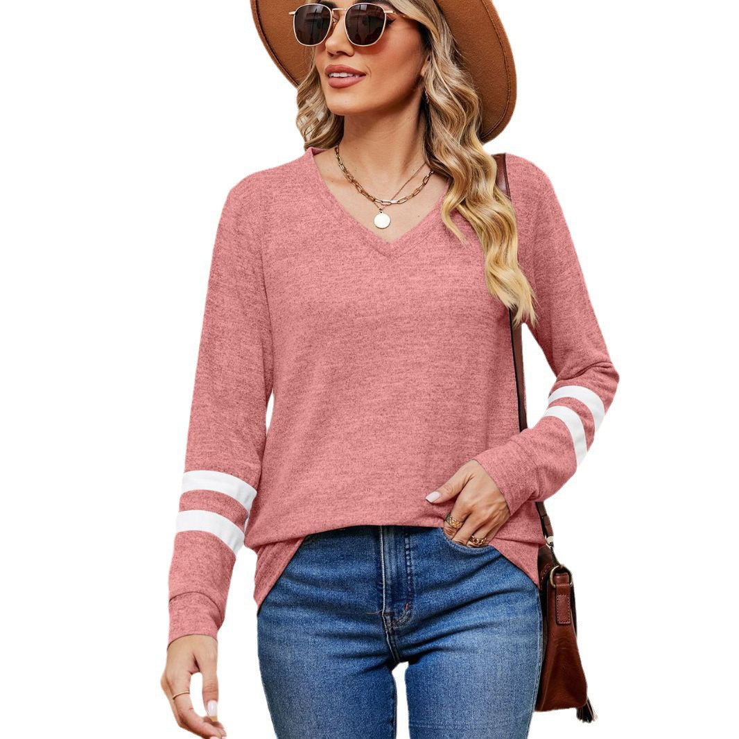 Damen V-Ausschnitt Sweatshirt mit grafischem Schulterdesign Stalluxe