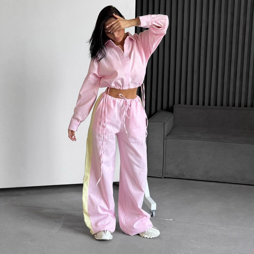 Damen lässiger Oberteil und weite Hose Set Stalluxe