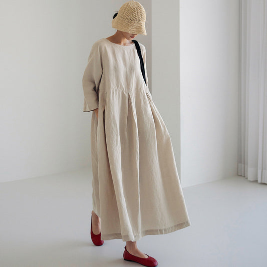 Damen luftiges A-Linien Kleid mit 3/4-Ärmeln und elegantem Schnitt Stalluxe