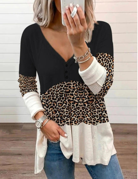 Damen Langarmshirt mit tierischem Muster und Knopfdetails Stalluxe