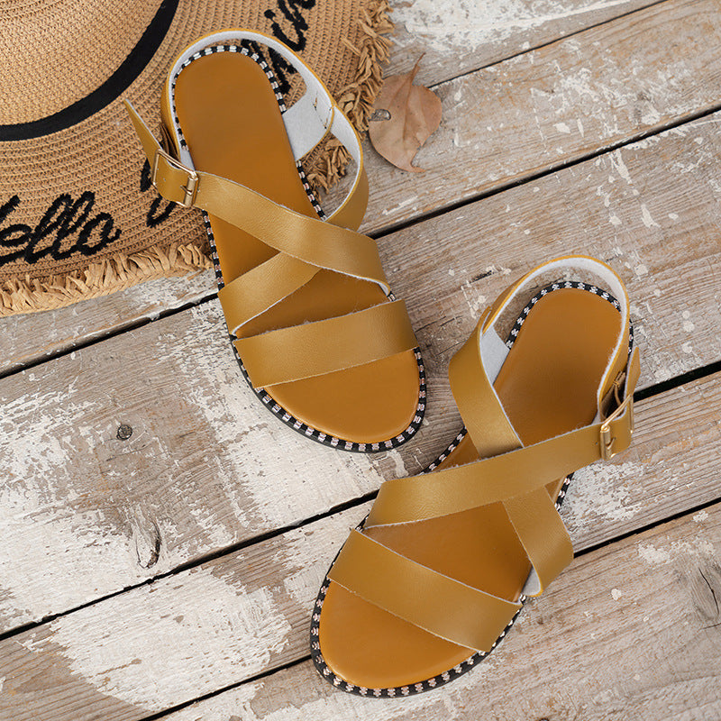 Damen modische Ledersandalen mit eleganter Schnalle Stalluxe