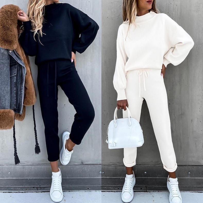 Damen Sportlicher Loungewear-Set mit hohem Kragen und elastischem Bund Stalluxe