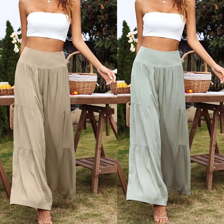 Damen Weit geschnittene Sommerhose mit elastischem Bund und fließendem Schnitt Stalluxe