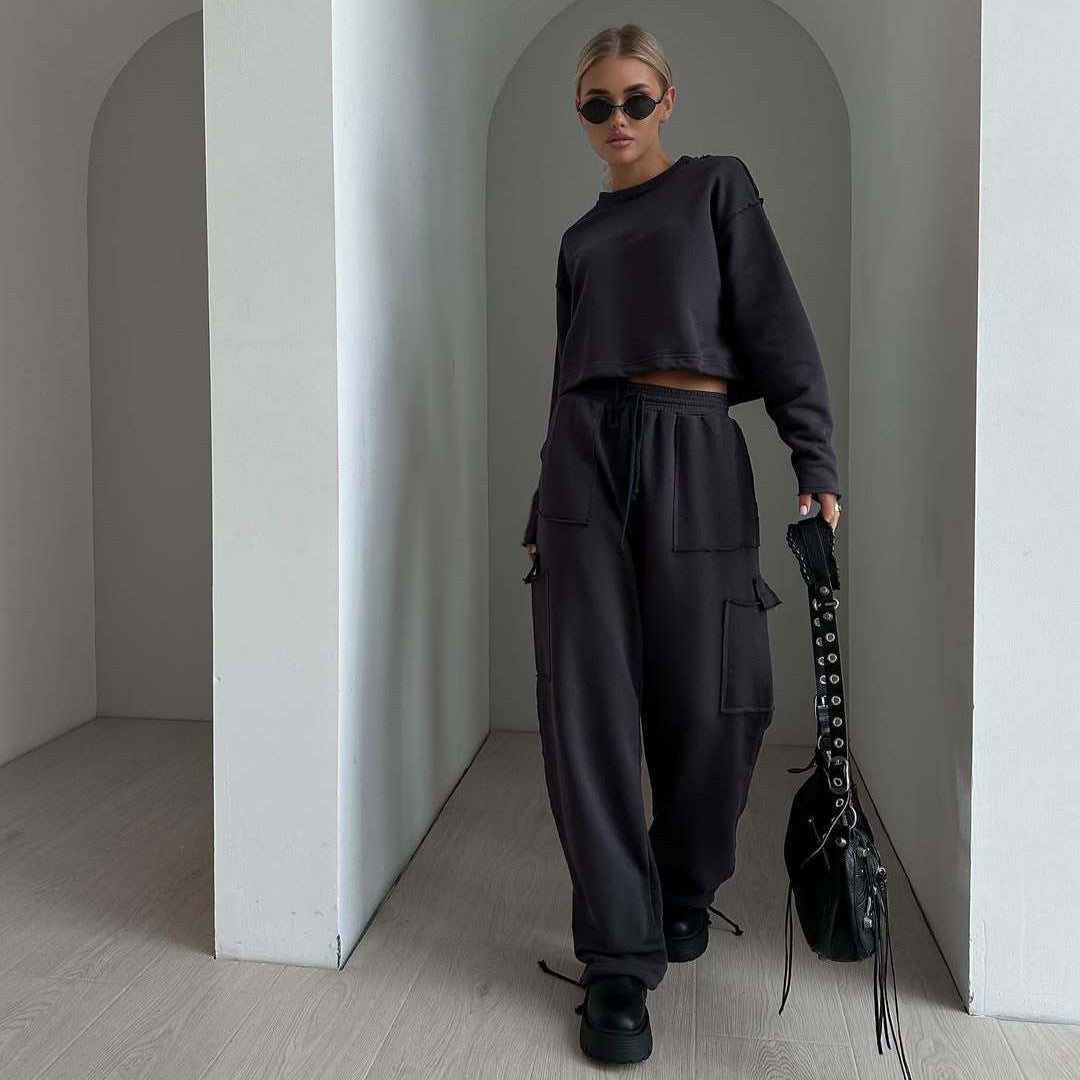 Damen cropped Sweatshirt mit verstellbarem Bund Stalluxe