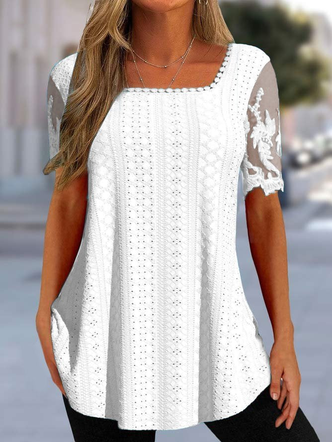 Damen Elegante Häkelbluse mit transparenten Ärmeln Stalluxe