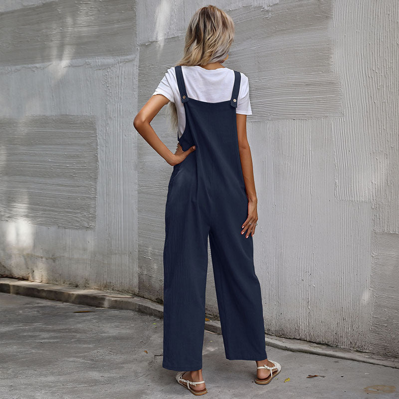 Damen Lässiger Jumpsuit mit praktischen Taschen und verstellbaren Trägern Stalluxe