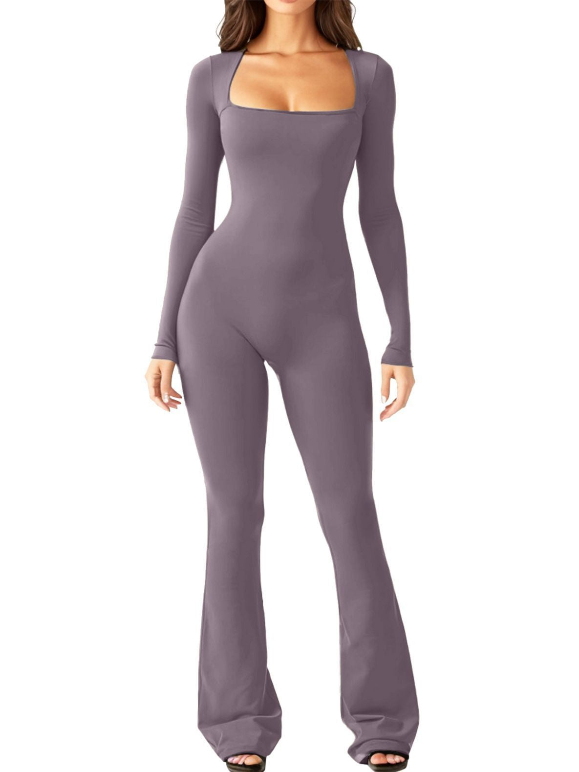 Damen Eleganter Jumpsuit mit langem Arm und figurbetontem Schnitt Stalluxe