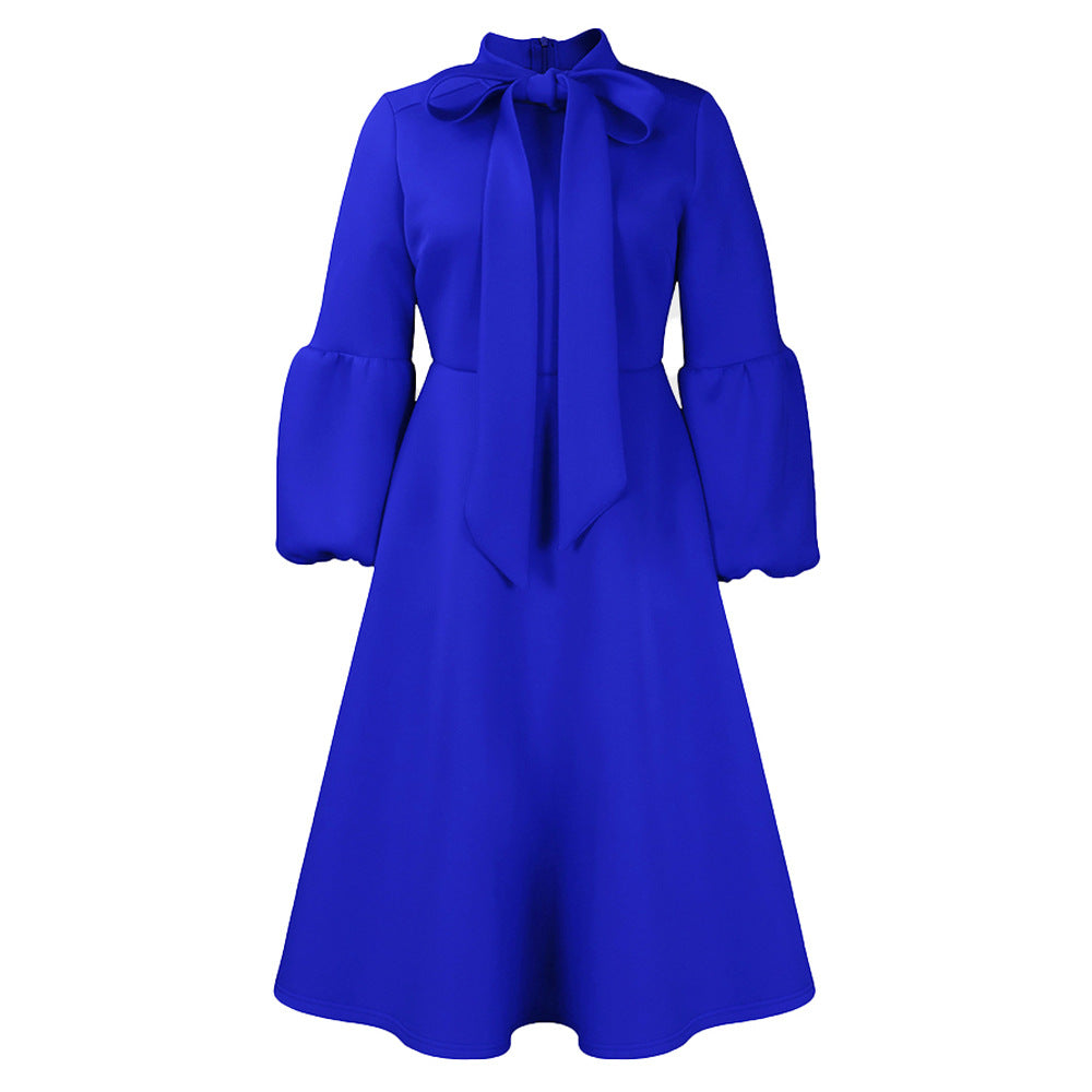 Damen Midikleid mit eleganten Schleifenärmeln und schwingendem Rock Stalluxe