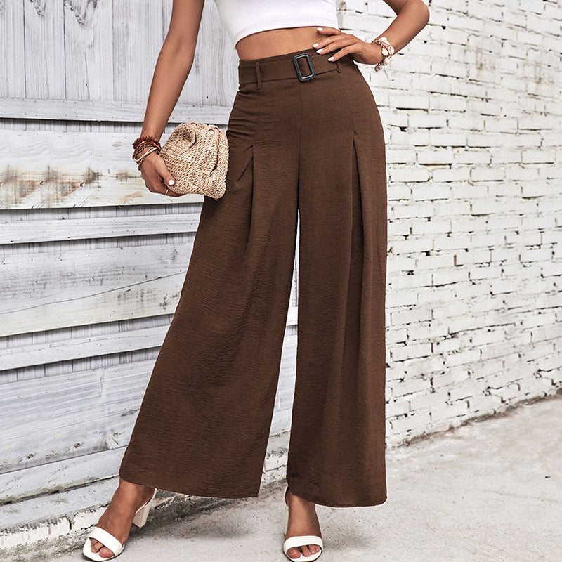 Damen Weite Hose mit eleganten Falten und hochwertigem Taillengürtel Stalluxe