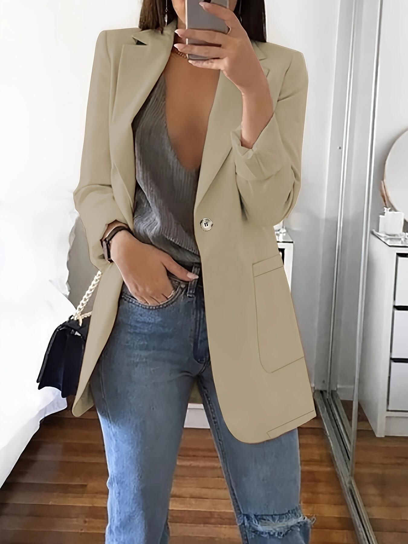 Damen Eleganter Blazer mit doppelter Knopfleiste und praktischen Taschen Stalluxe